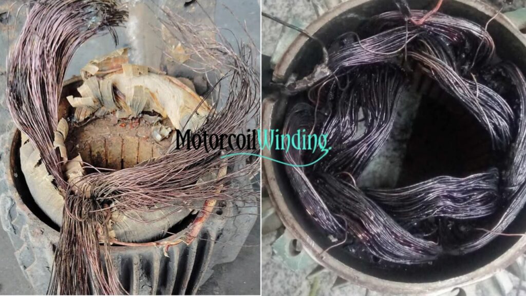 Burnt motor coil dua to wrong winding turns