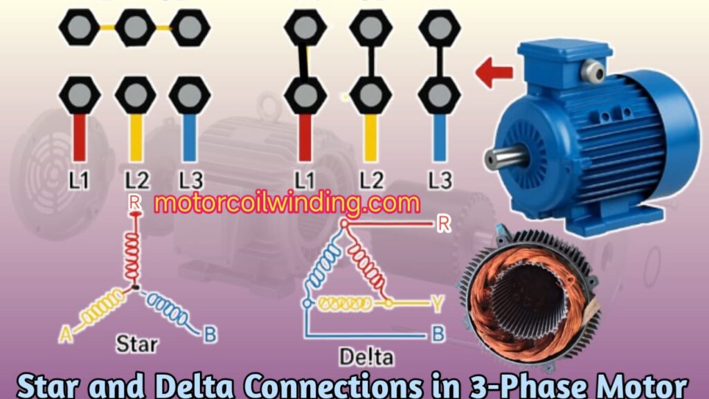 Three Phase Motor Winding – Star and Delta Connections